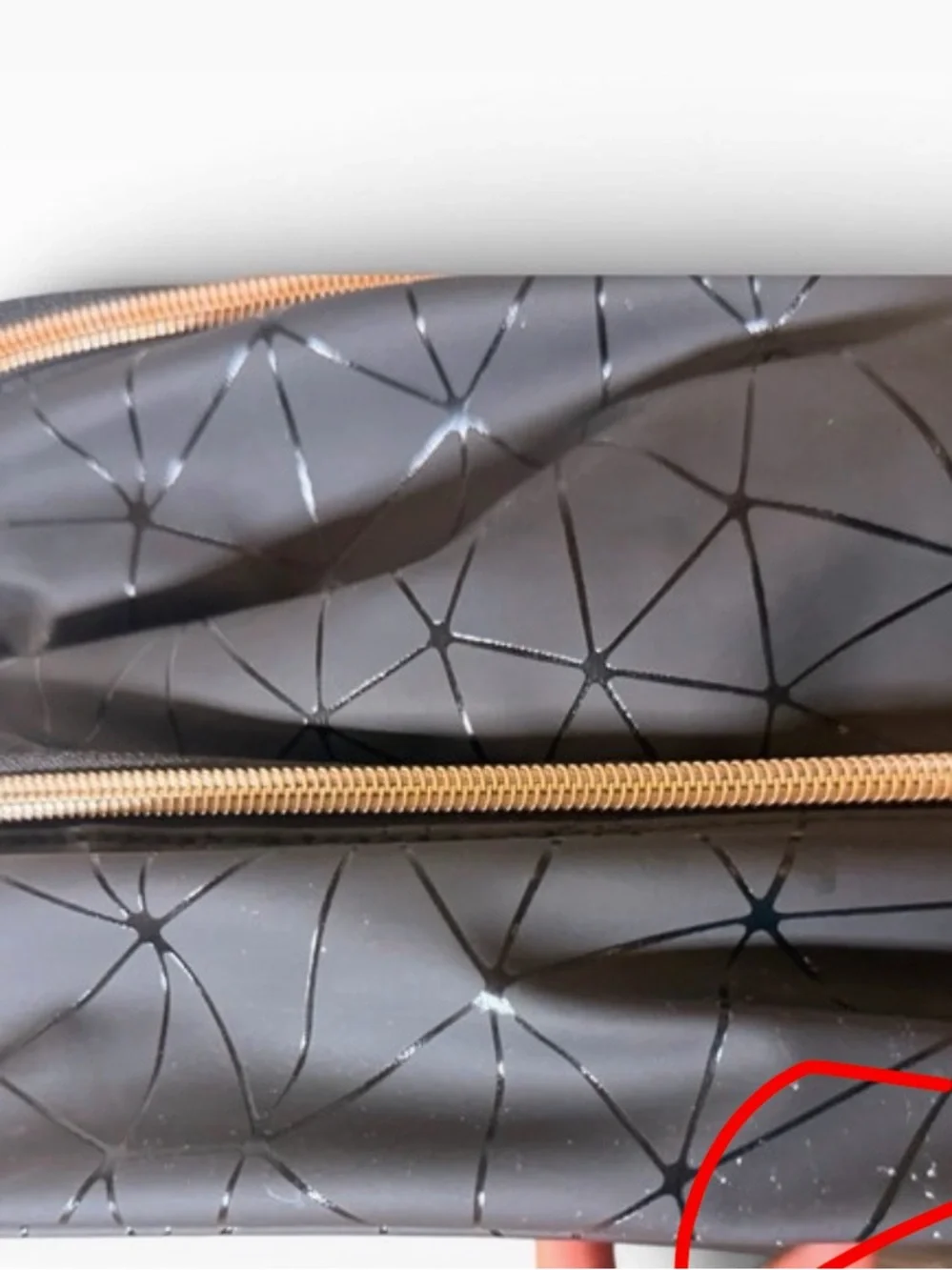 Black Geometric Two-Tier Makeup Travel  Bag